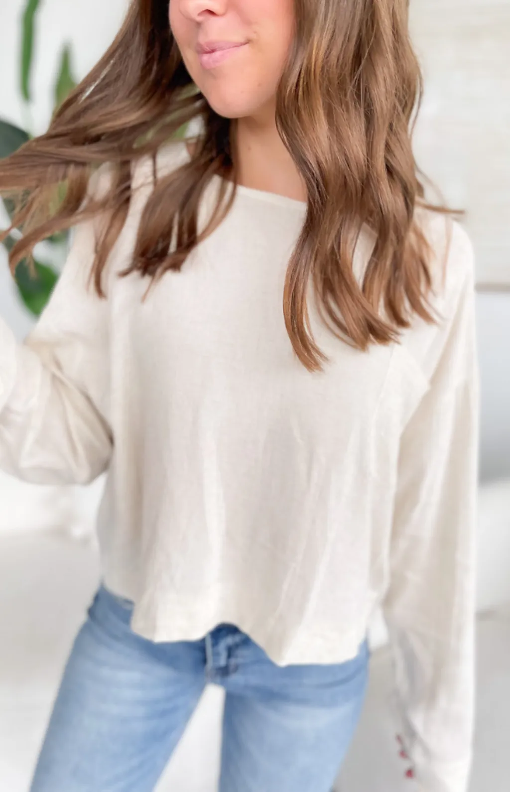 Hazel Beige Long Sleeve Top