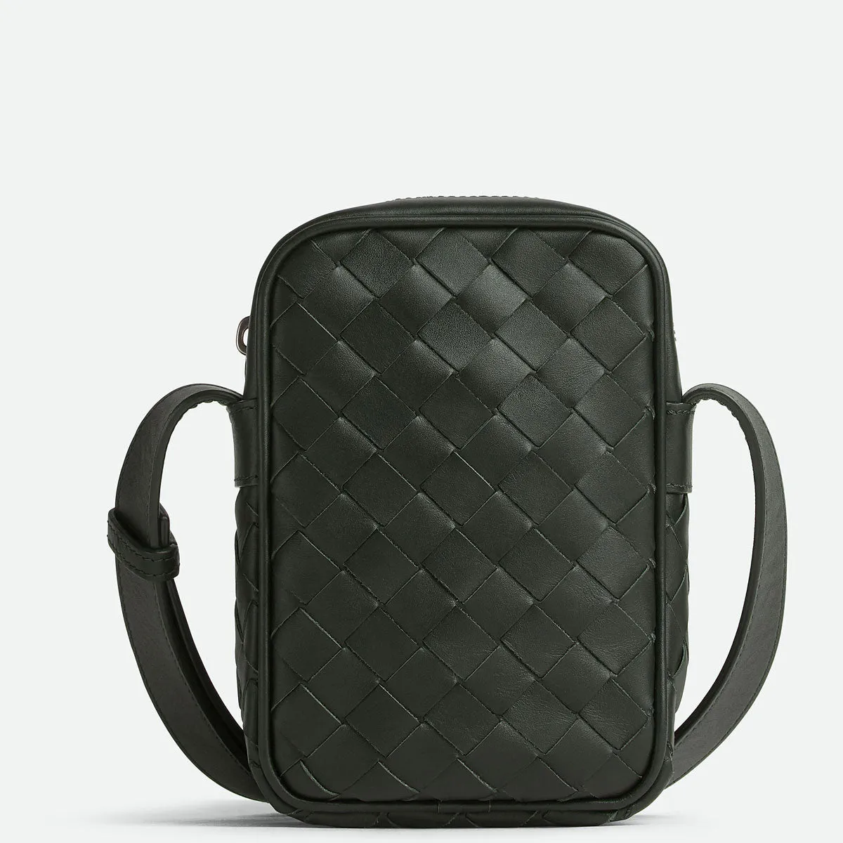 Intrecciato Zip Phone Crossbody, Dark Green