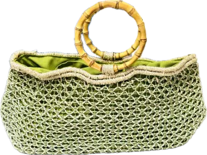 Jenna Green and Natural Woven Tote