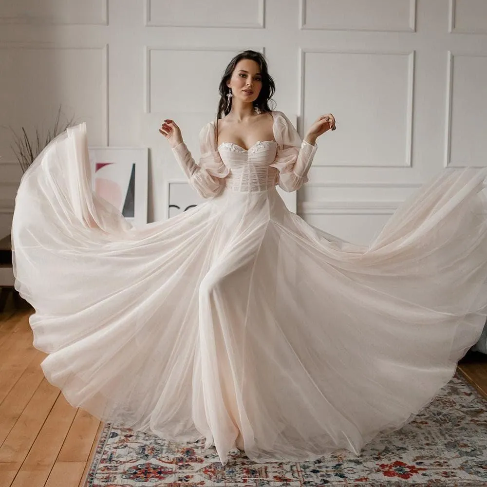 Lantern Sleeves Wedding Dress