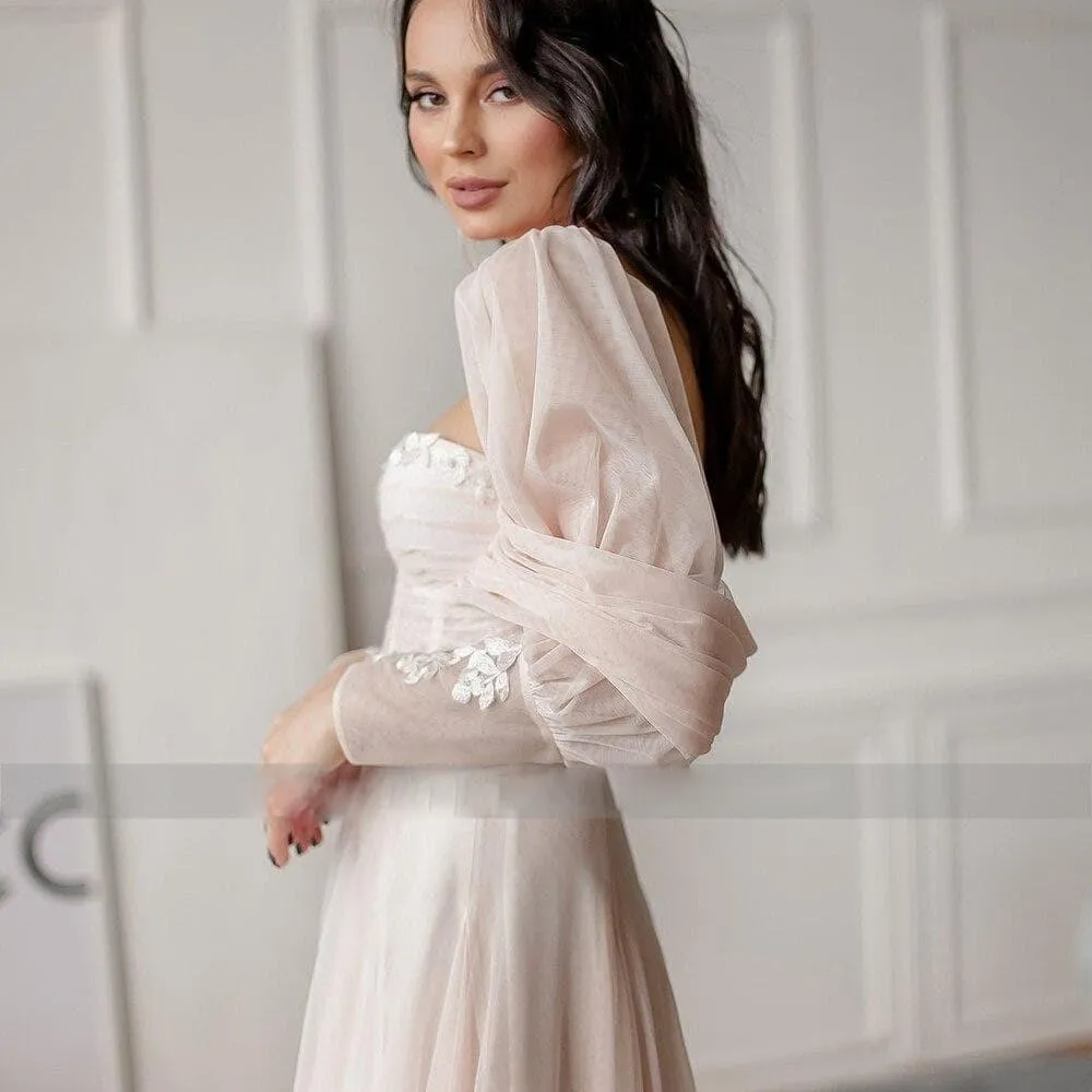 Lantern Sleeves Wedding Dress