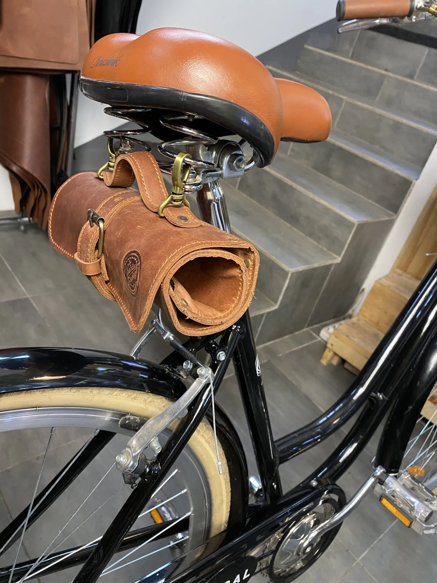 Leather Bike Saddle Bag, Bicycle Leather Tool Roll