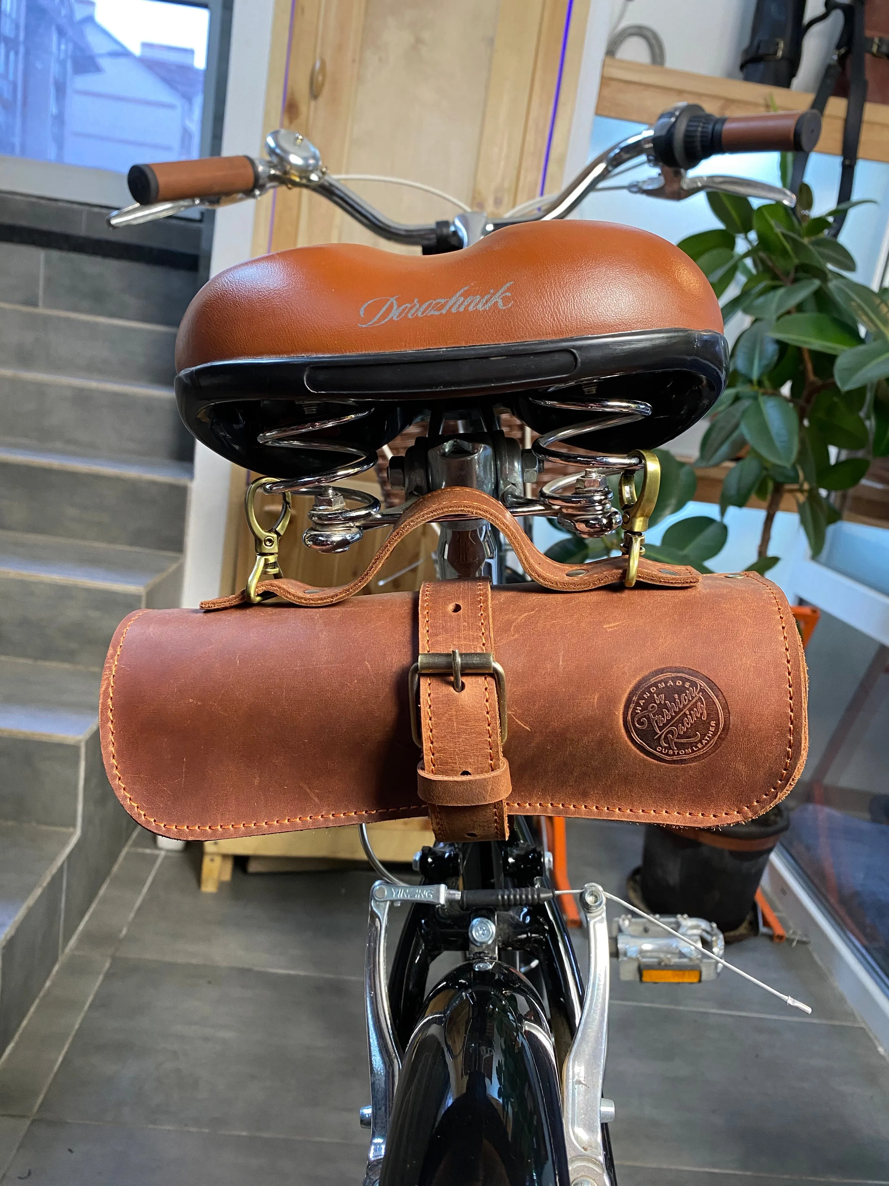 Leather Bike Saddle Bag, Bicycle Leather Tool Roll