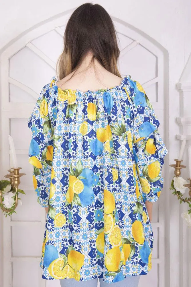 Lemon Print Tunic Top