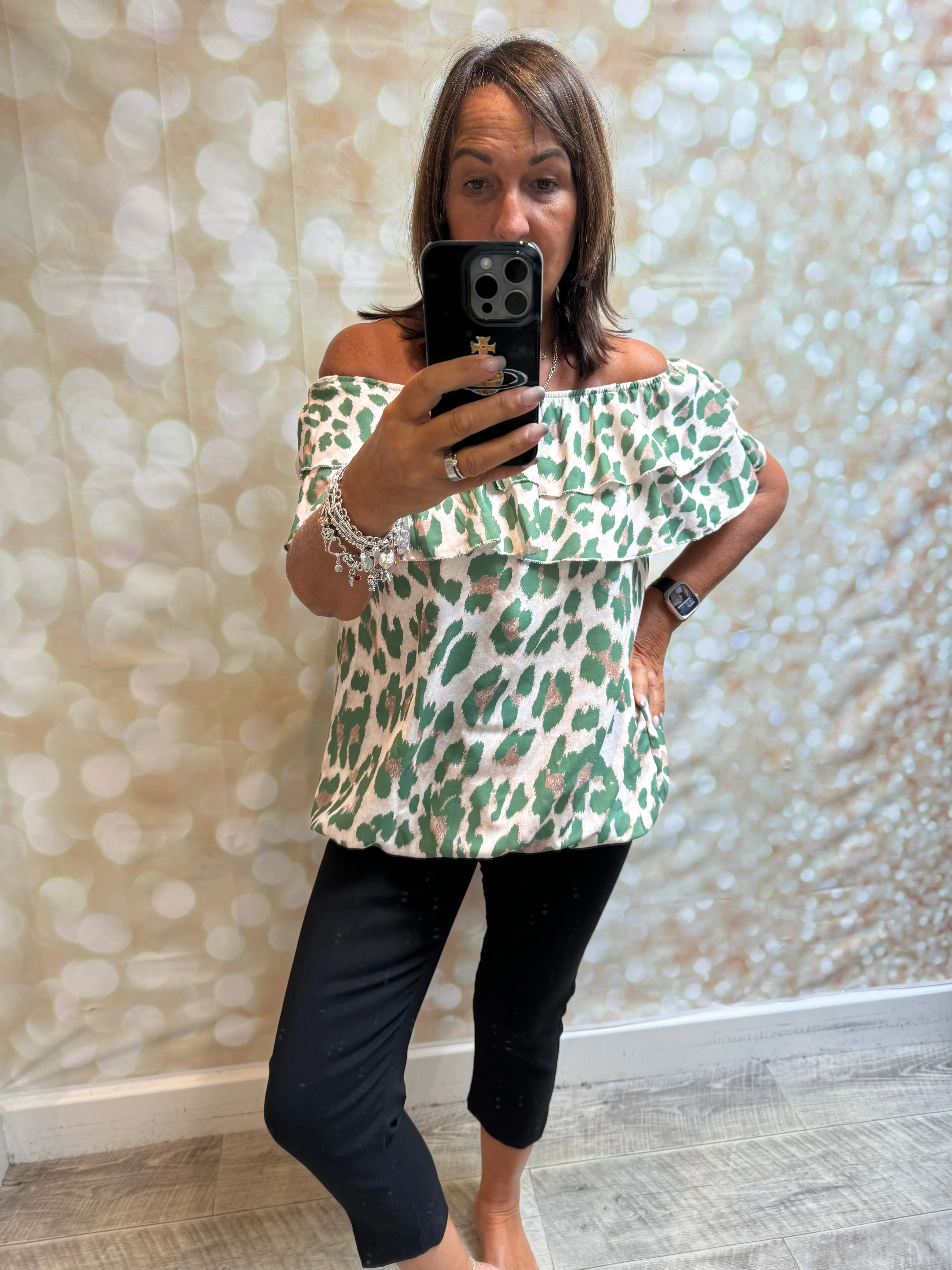 Leopard Bardot Top