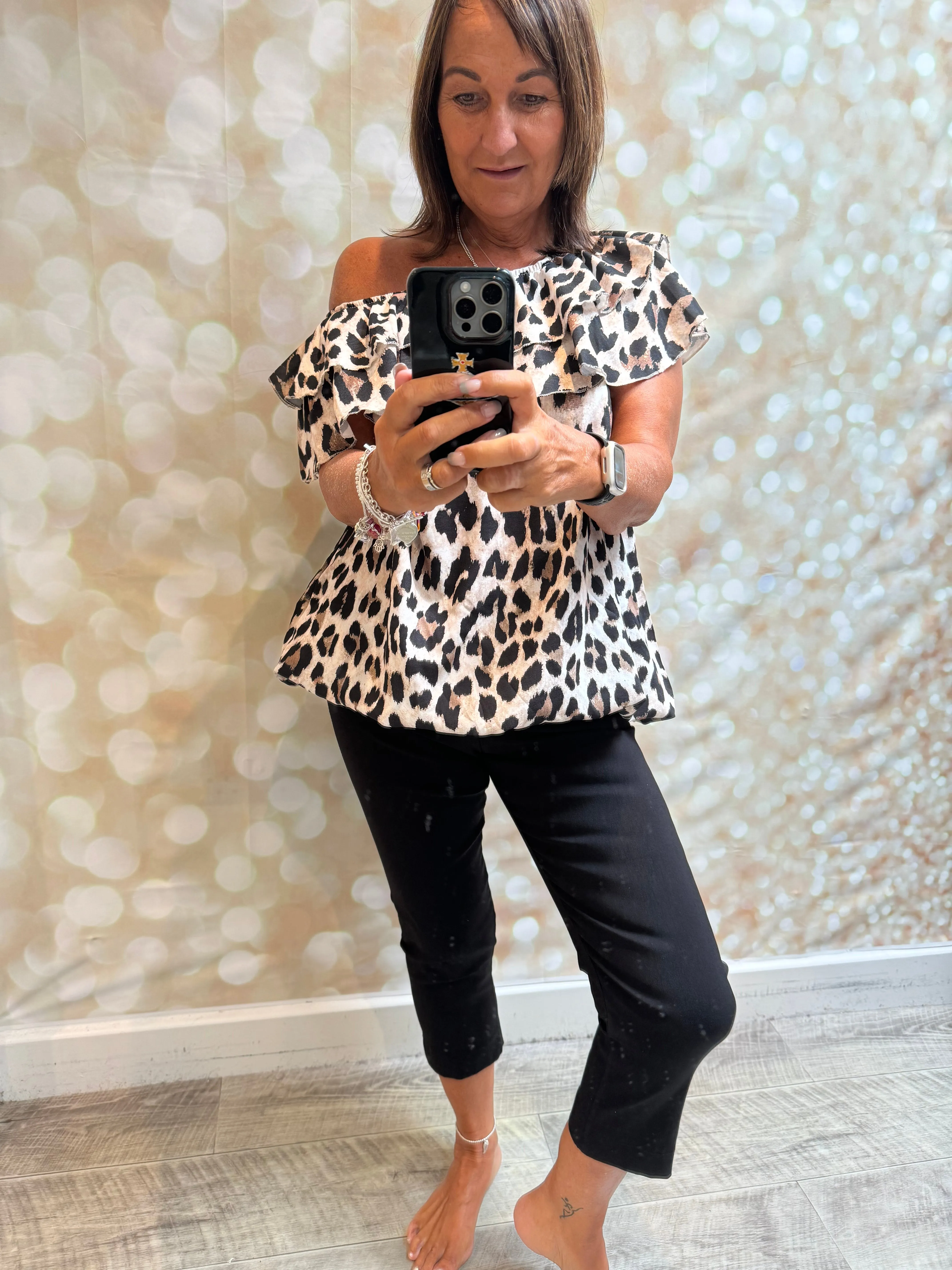 Leopard Bardot Top