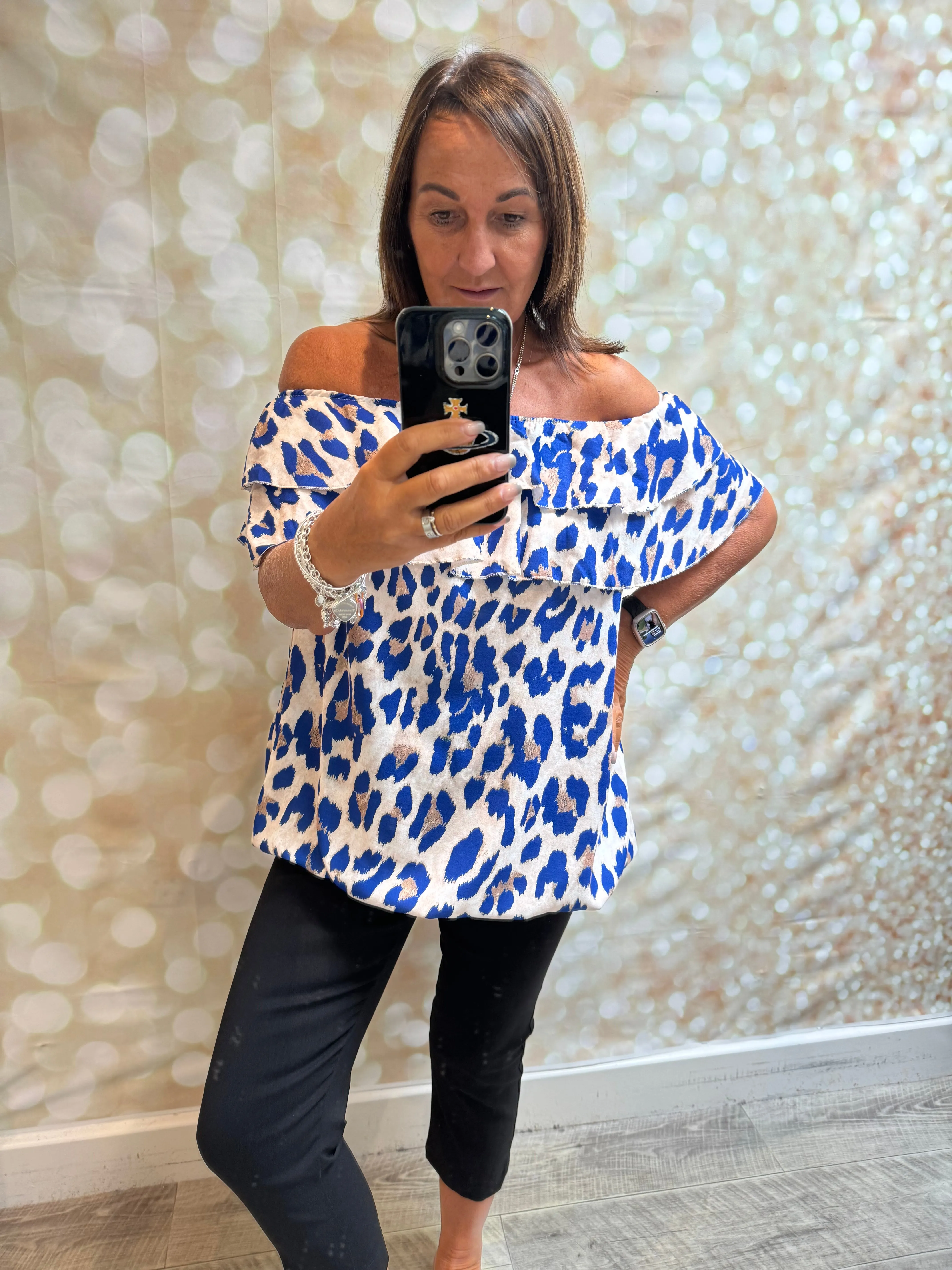 Leopard Bardot Top