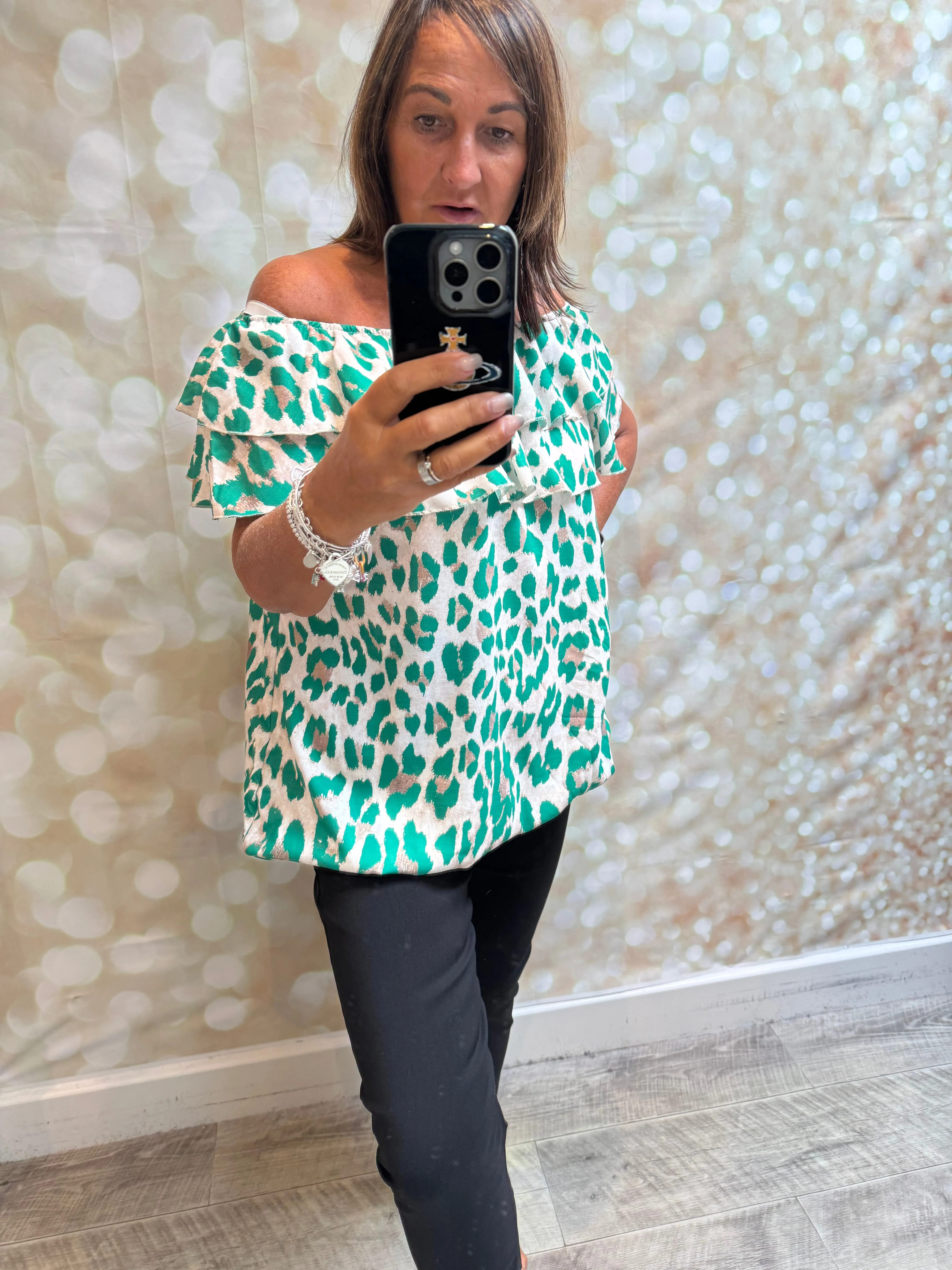 Leopard Bardot Top