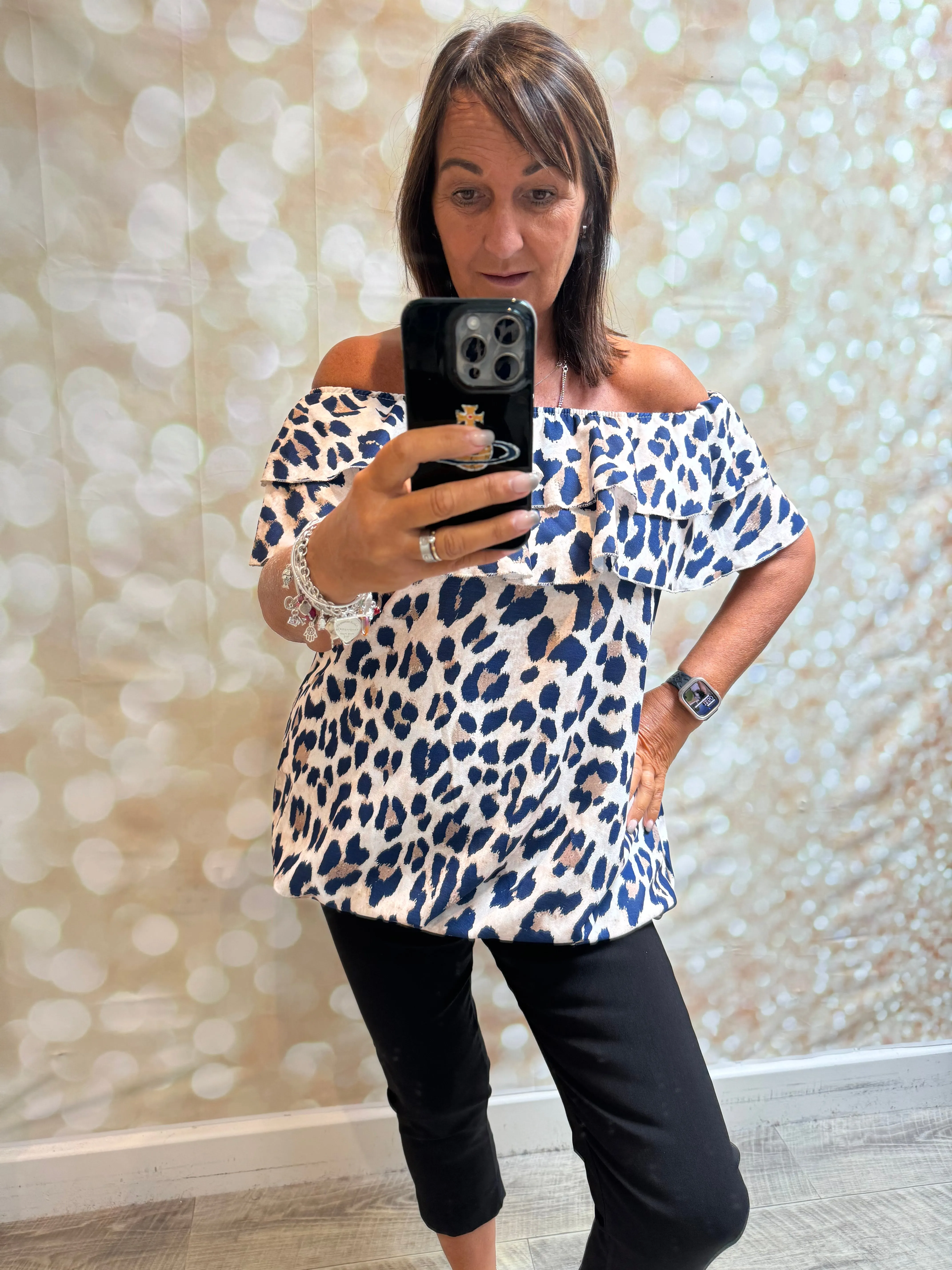 Leopard Bardot Top