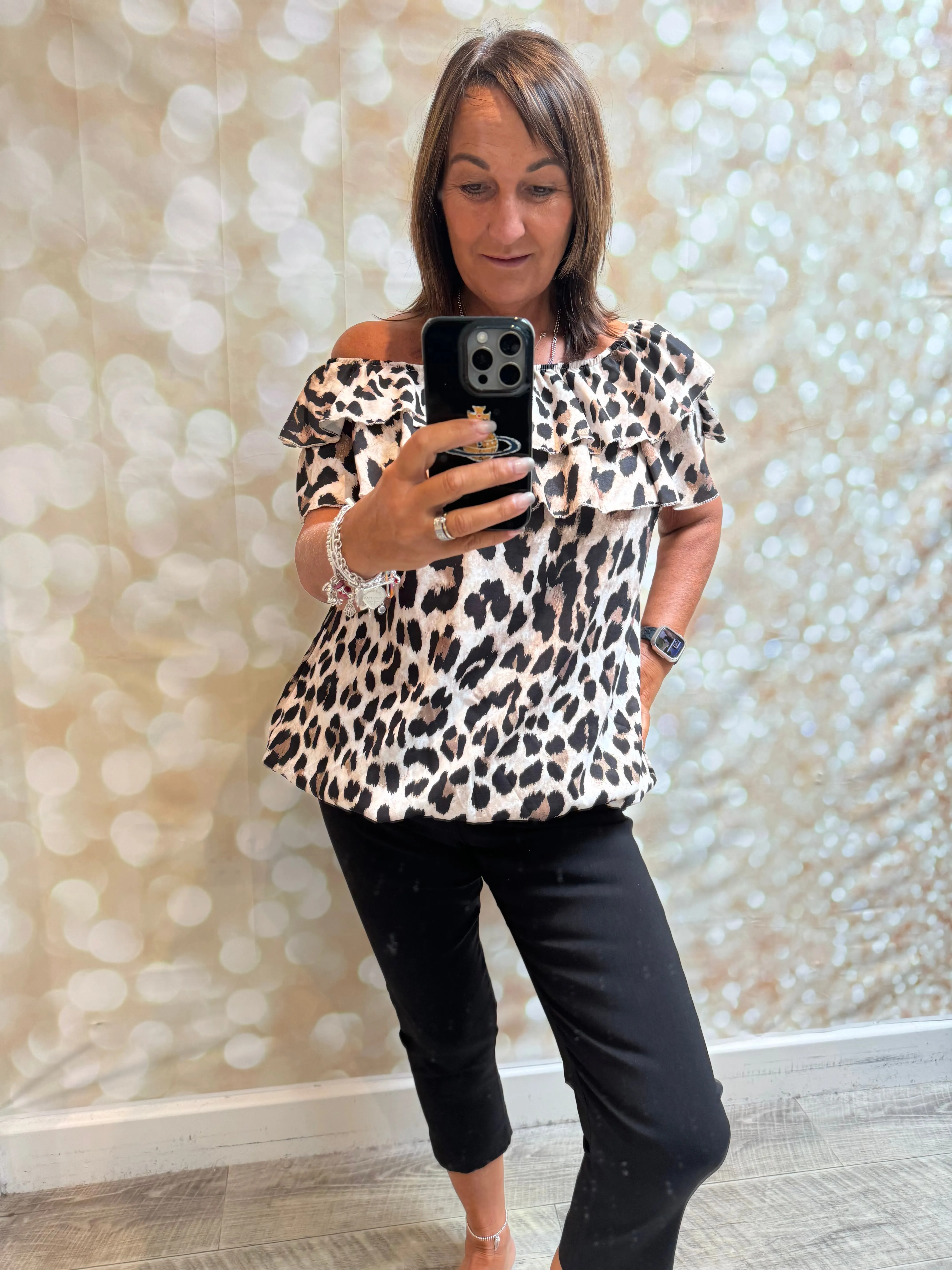 Leopard Bardot Top