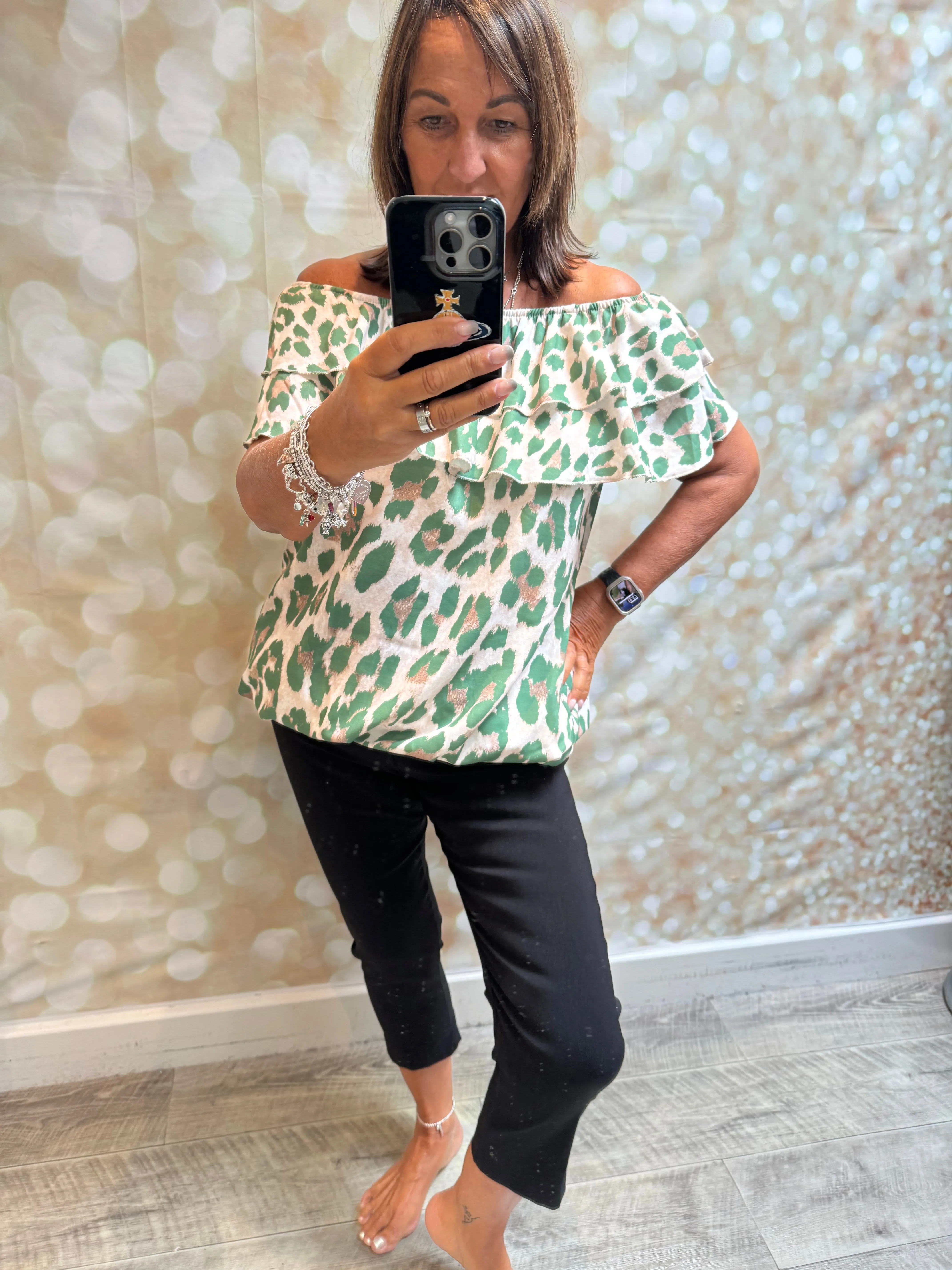 Leopard Bardot Top