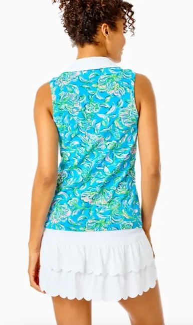 Lilly Pulitzer UPF 50  Luxletic Imara Polo Top - Cumulus Blue Chick Magnet