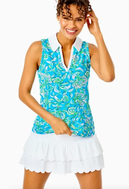 Lilly Pulitzer UPF 50  Luxletic Imara Polo Top - Cumulus Blue Chick Magnet