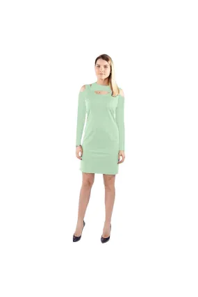 Lime Lattice Cold Shoulder Long Sleeve Dress (Model D37)