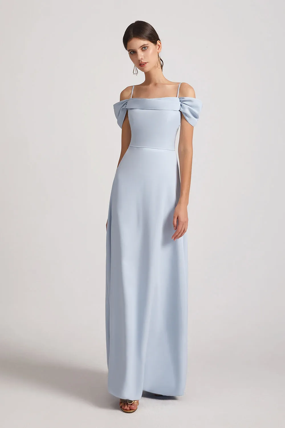 Maxi Length Cold Shoulder A-Line Bridesmaid Dresses (AF0173)