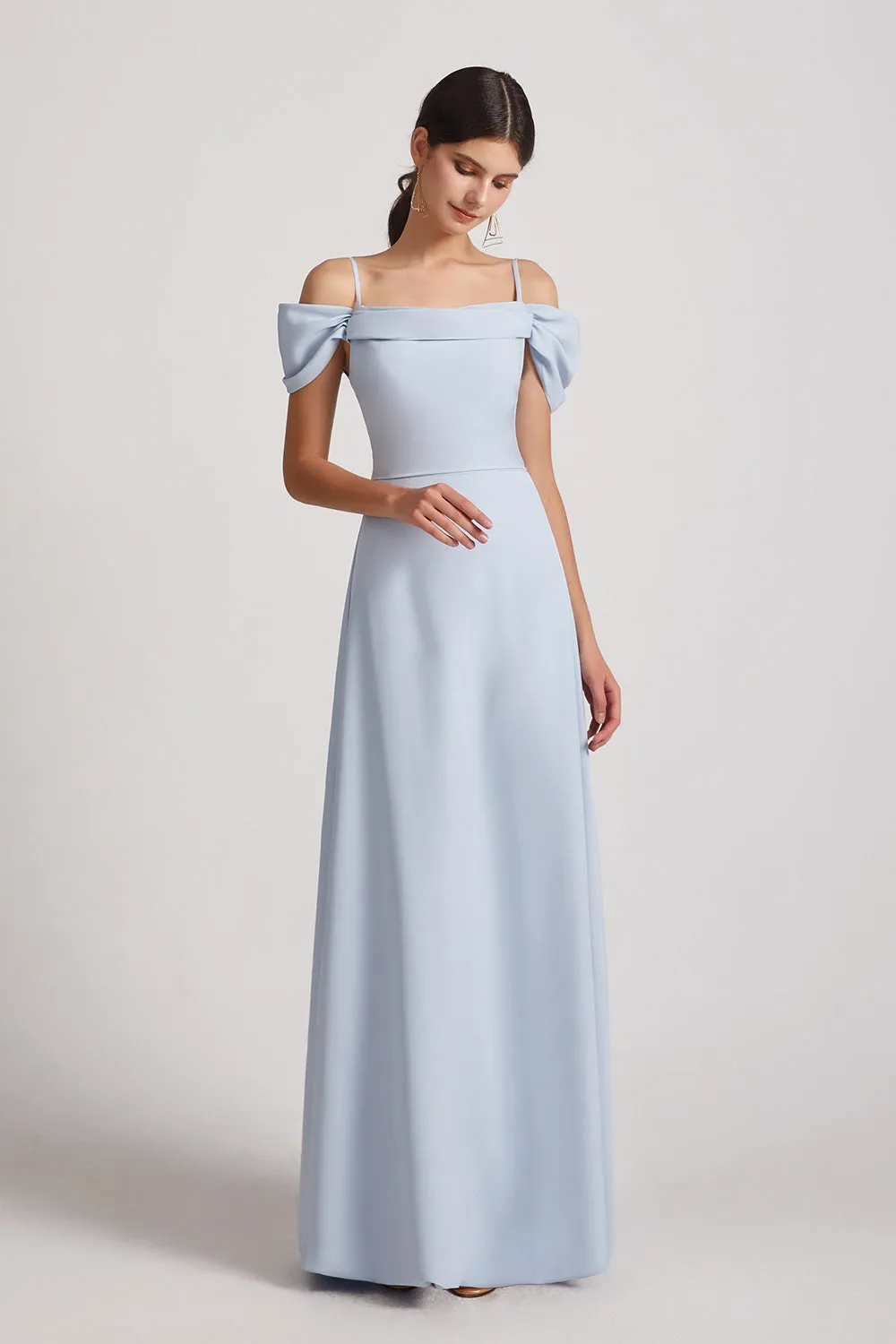 Maxi Length Cold Shoulder A-Line Bridesmaid Dresses (AF0173)