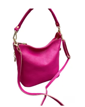 MAZZOLLA Italian Leather Crossbody/Grab Bag, Hot Pink