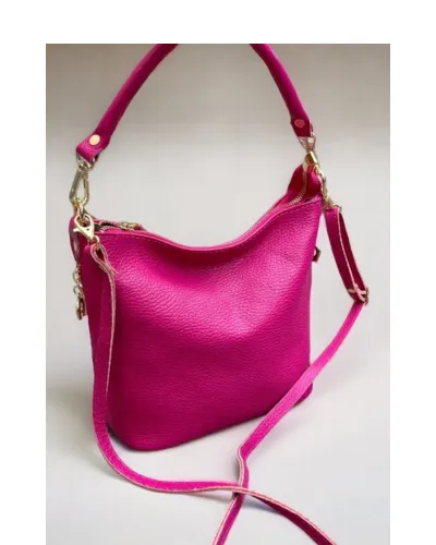 MAZZOLLA Italian Leather Crossbody/Grab Bag, Hot Pink