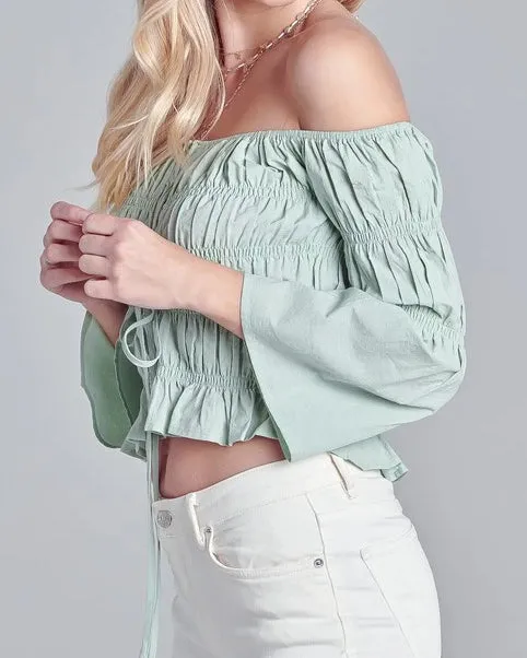 Minty Off Shoulder Top