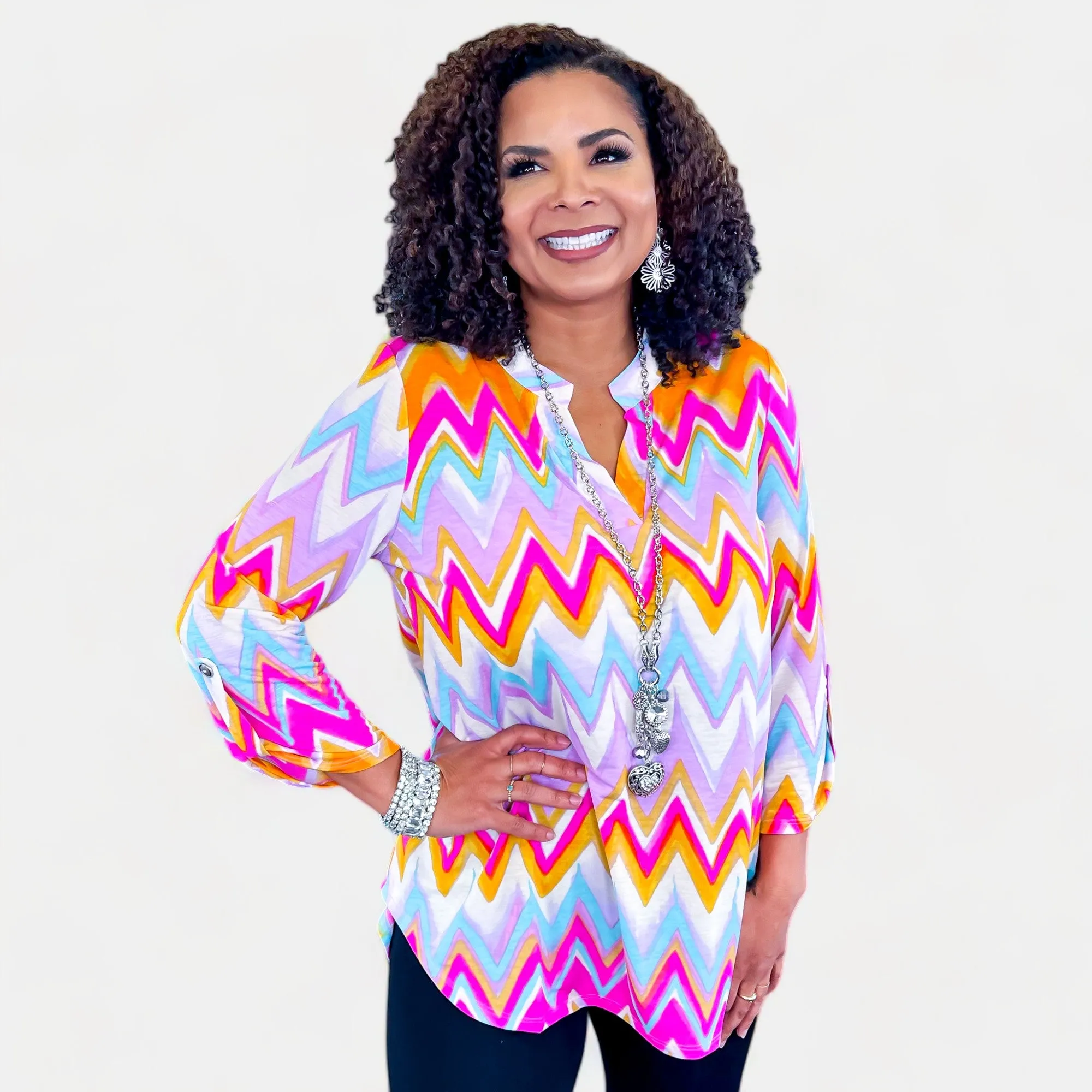 Multi Chevron Lizzy Top [NO RETURNS]