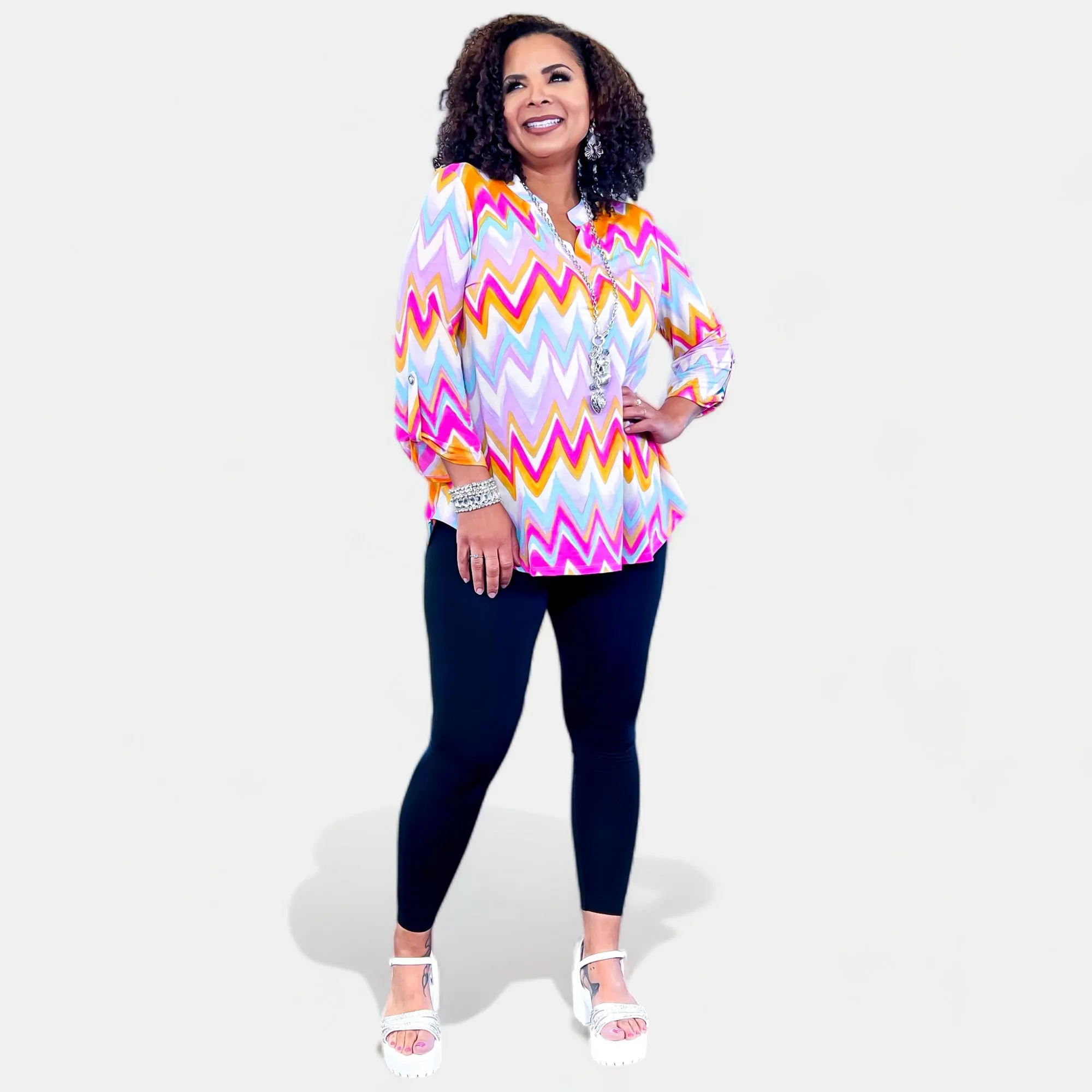 Multi Chevron Lizzy Top [NO RETURNS]