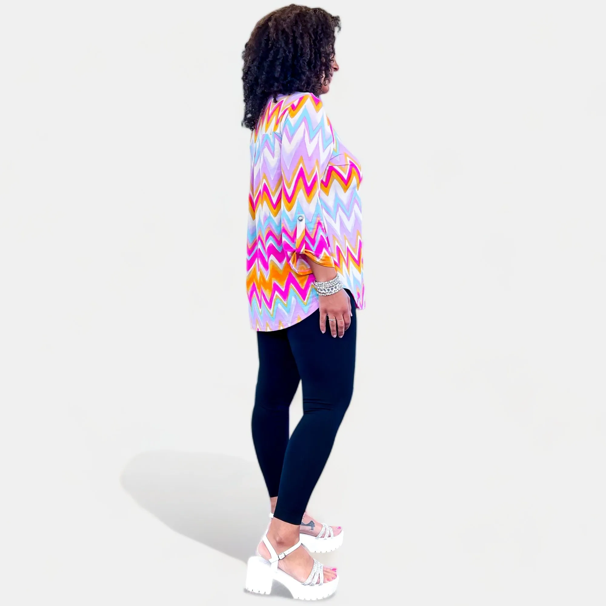 Multi Chevron Lizzy Top [NO RETURNS]