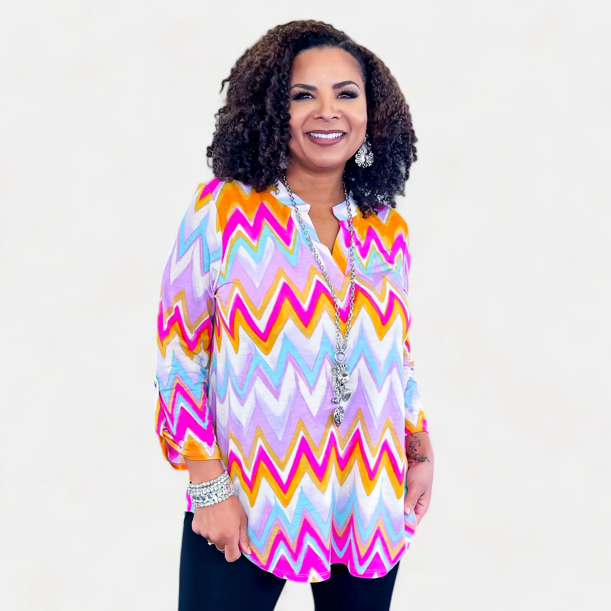 Multi Chevron Lizzy Top [NO RETURNS]