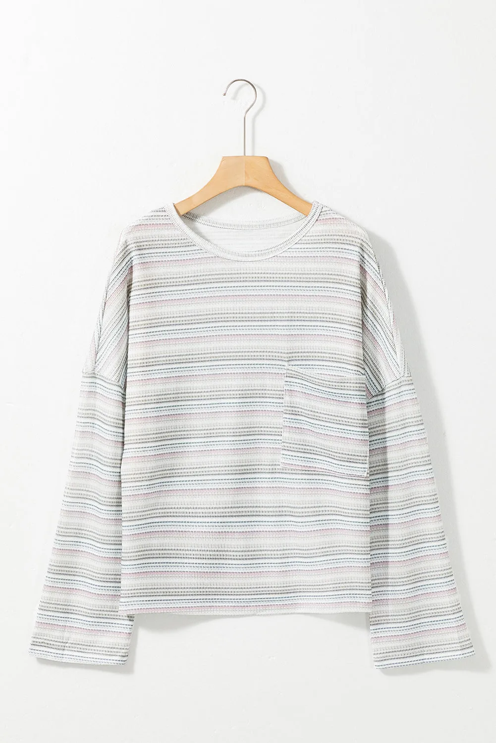 Multicolour Striped Drop Shoulder Loose Long Sleeve Knit Top