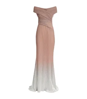 OL000507JL35 Spray ombre off the shoulder gown