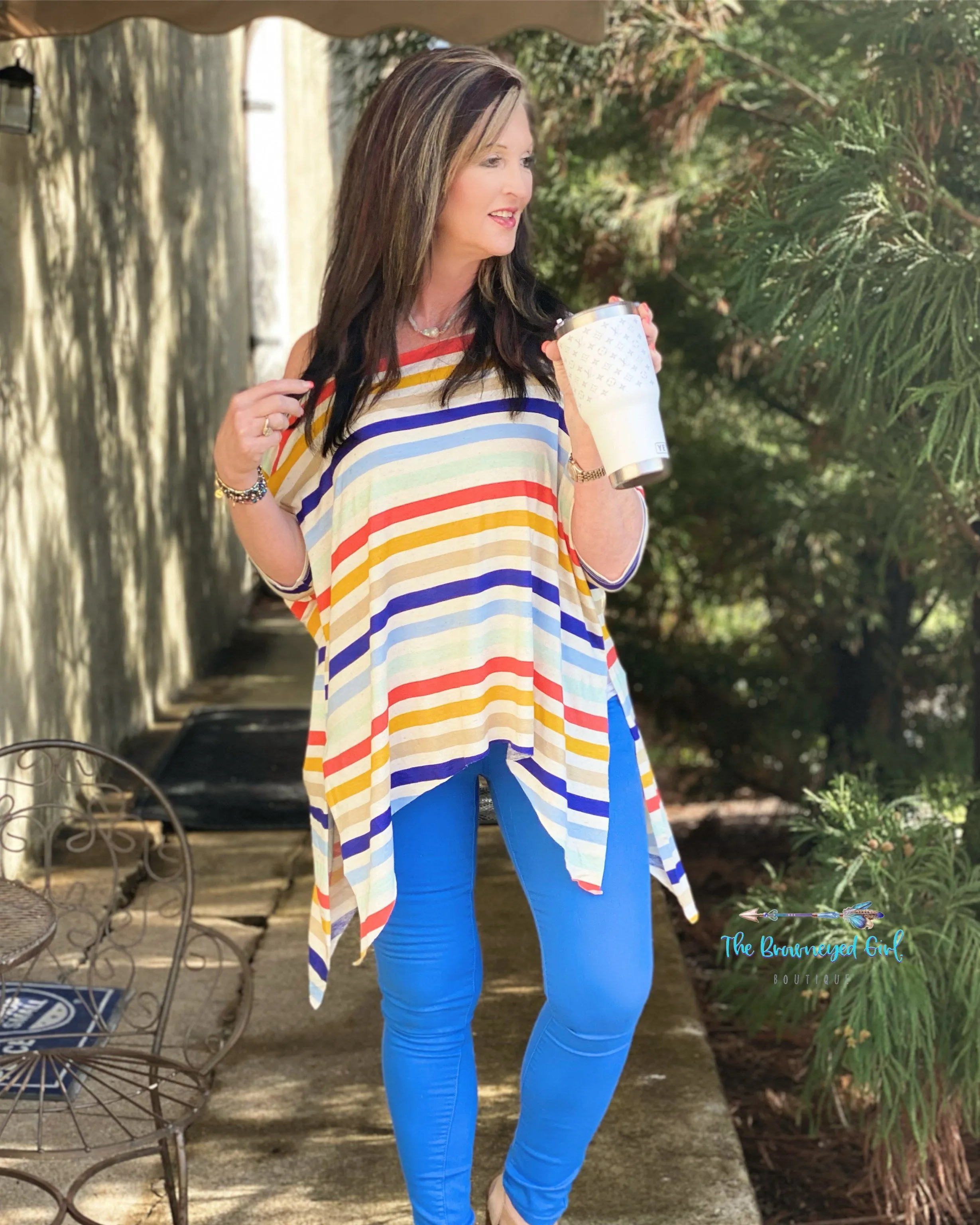 Over The Rainbow Stripe Off The Shoulder Top