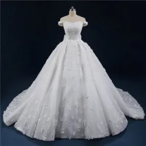 Pearled Ball Gown Wedding Dress