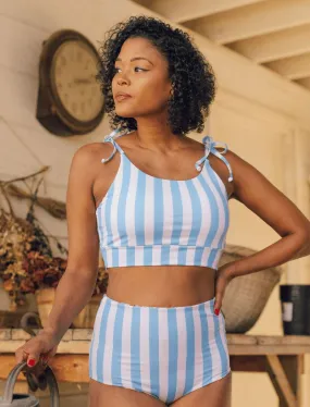 Peri Stripe Shoulder-Tie Crop Top