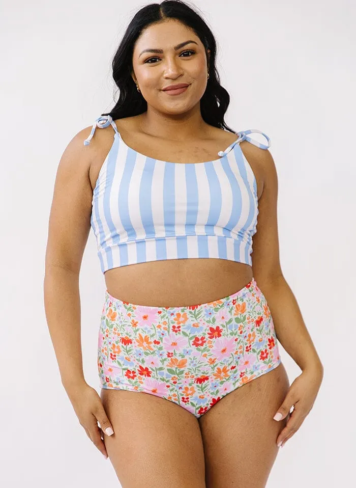 Peri Stripe Shoulder-Tie Crop Top