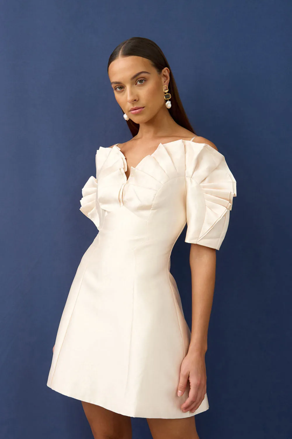 Ramira Off Shoulder Mini Dress - Champagne