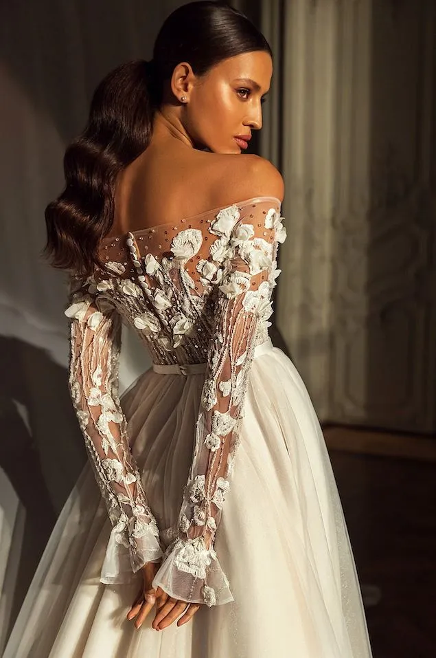 Romantic 3D Flowers Wedding Dress