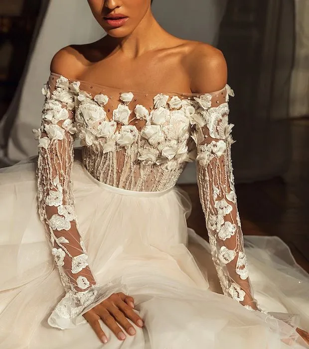 Romantic 3D Flowers Wedding Dress