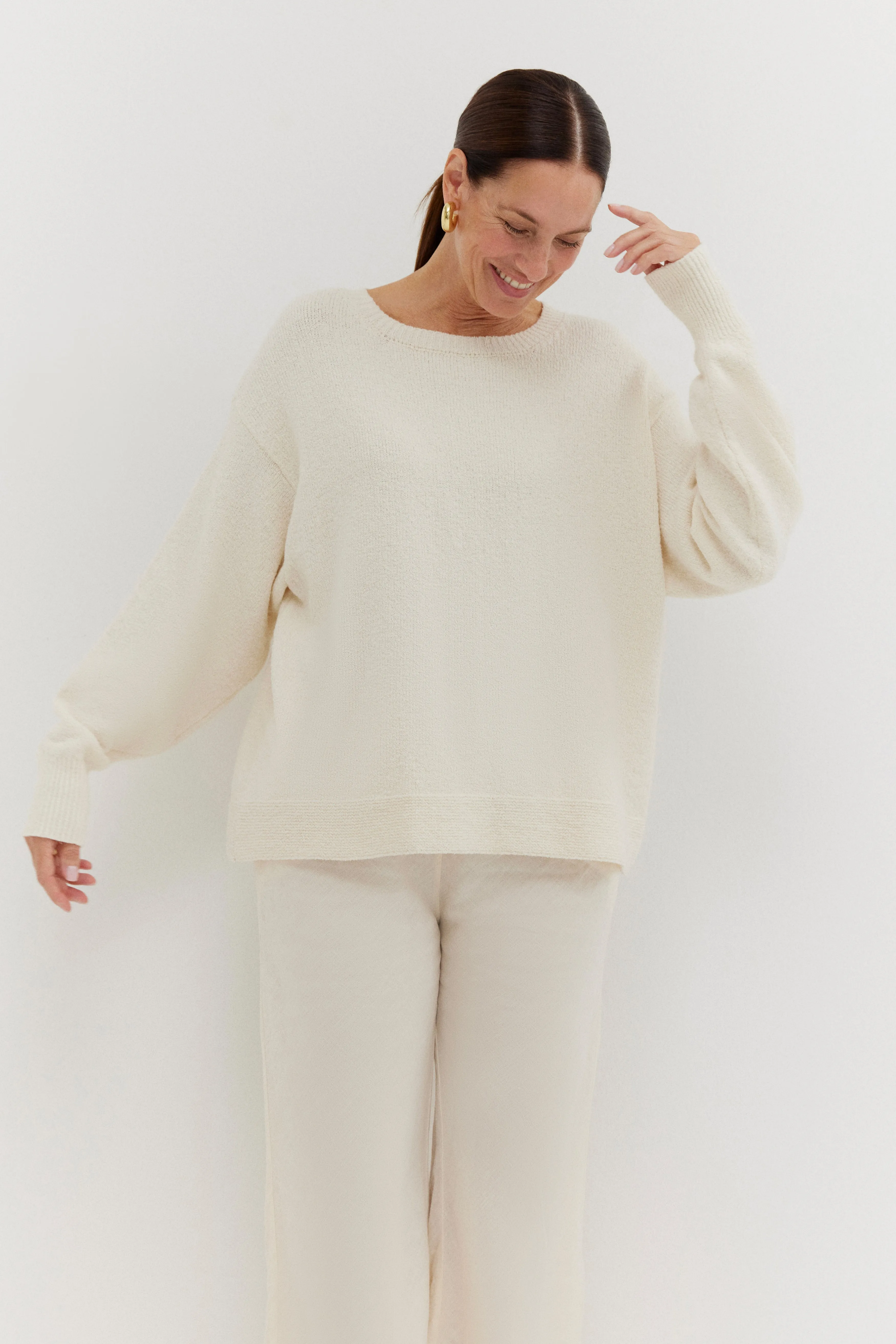 Sweatshirt Curly in Off White