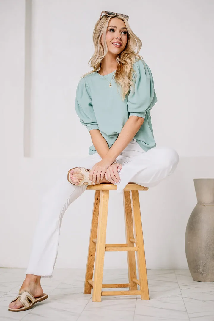 Tell Me Why Textured Top | Seafoam