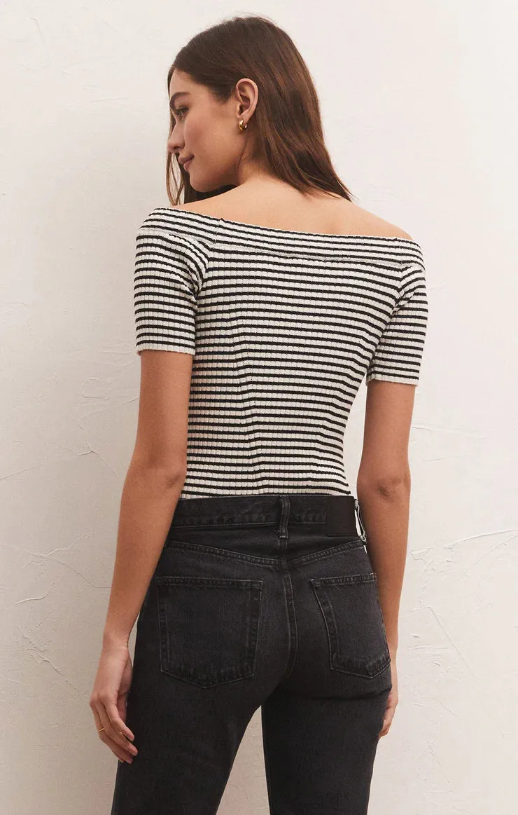 The Birdie Off Shoulder Stripe Top