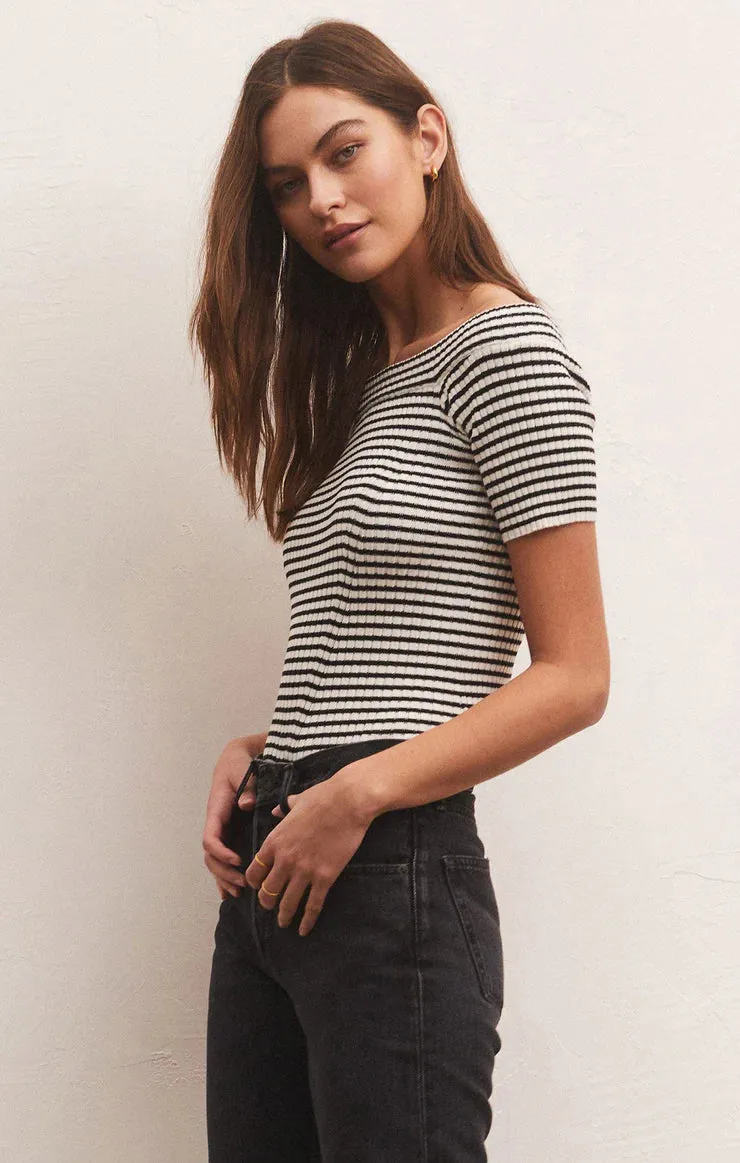 The Birdie Off Shoulder Stripe Top