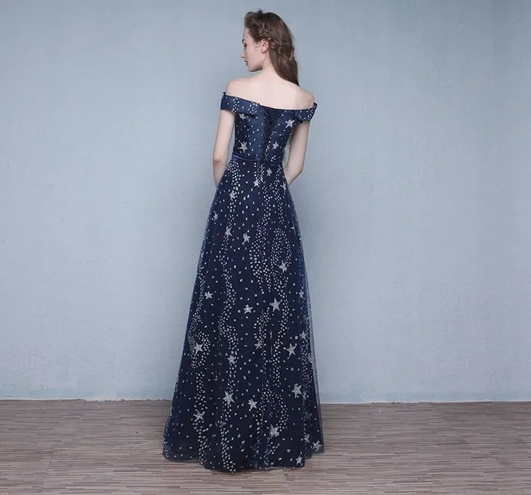 The Cassiopeia Off Shoulder Blue Gown