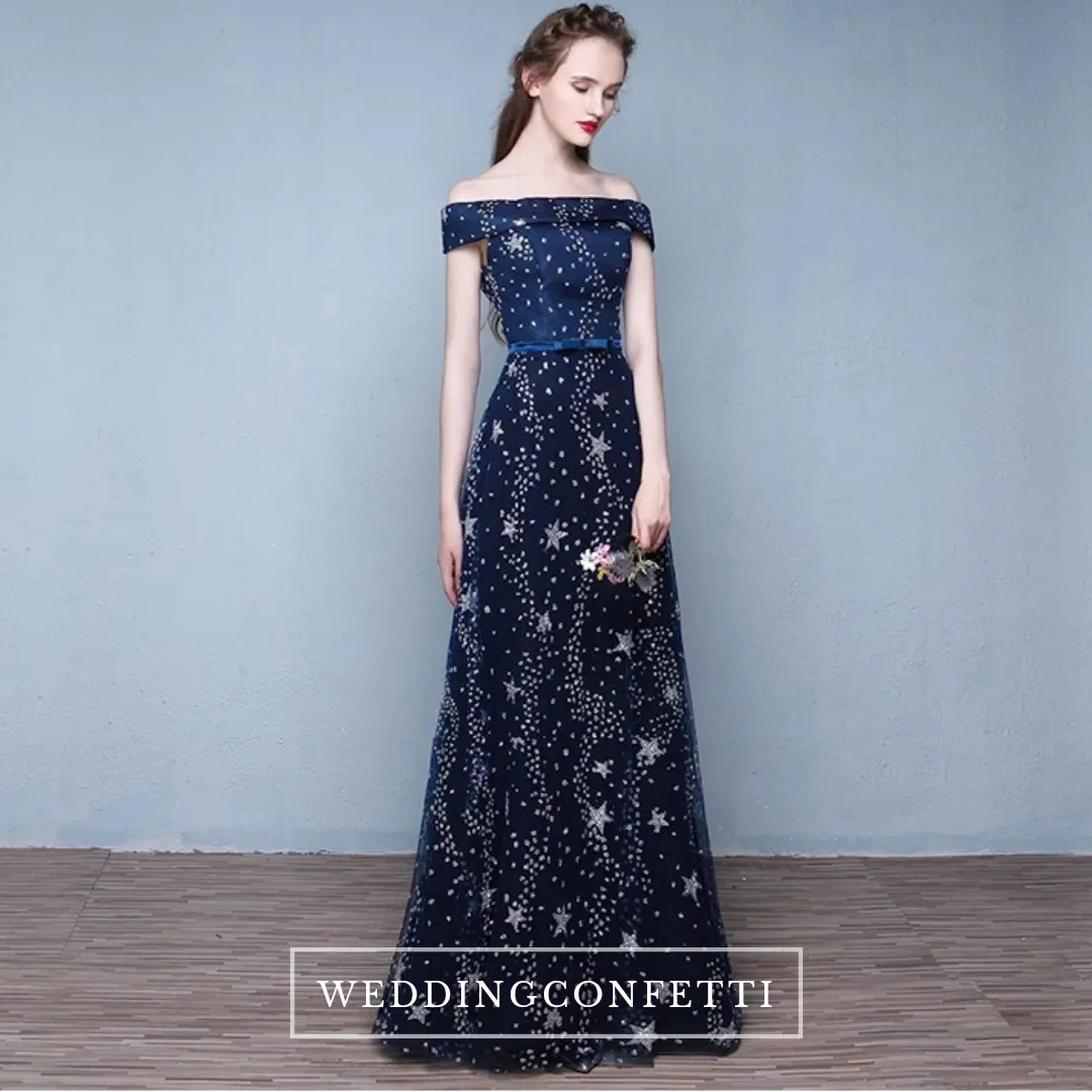 The Cassiopeia Off Shoulder Blue Gown