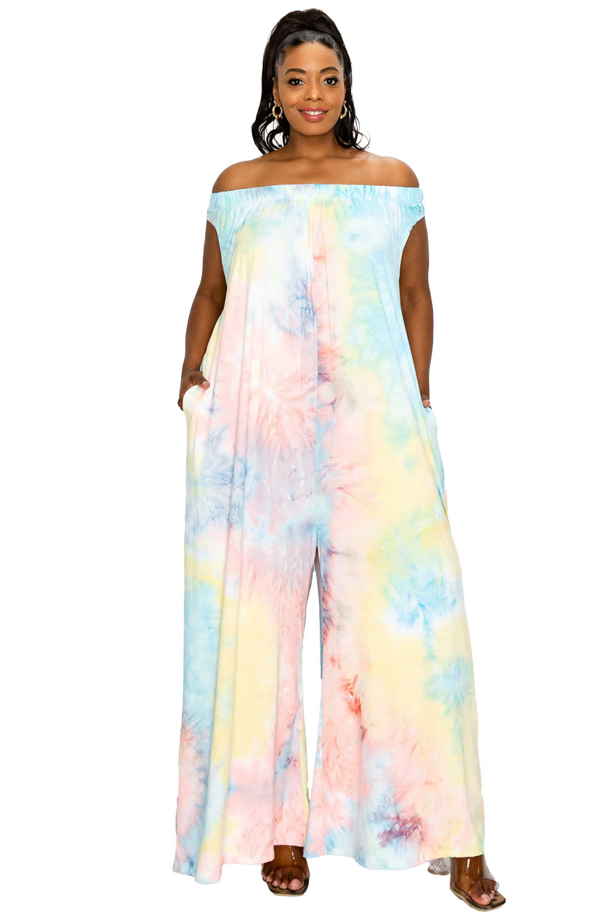 Tie Dye Wide Leg Pocket Jumpsuit