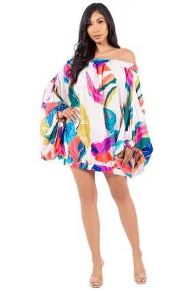 Tropical Moments- Fashion Off the Shoulder Dress