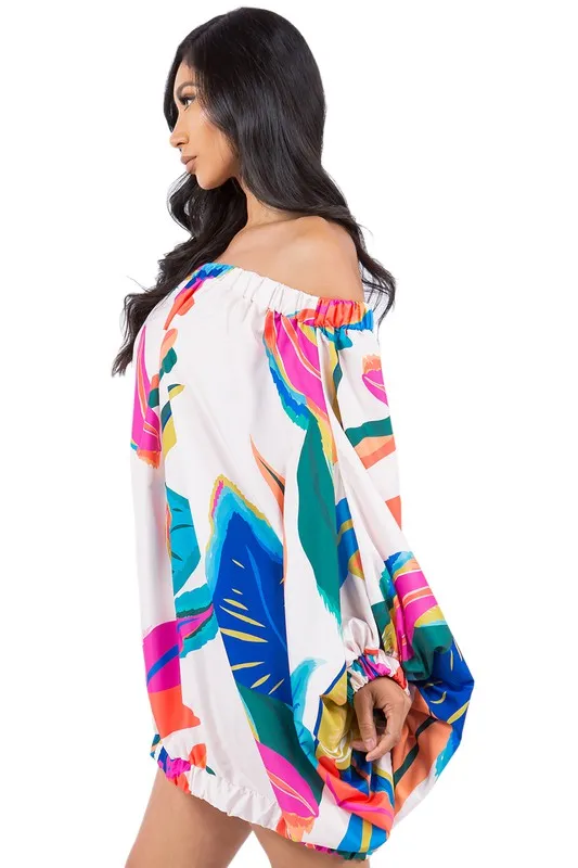 Tropical Moments- Fashion Off the Shoulder Dress