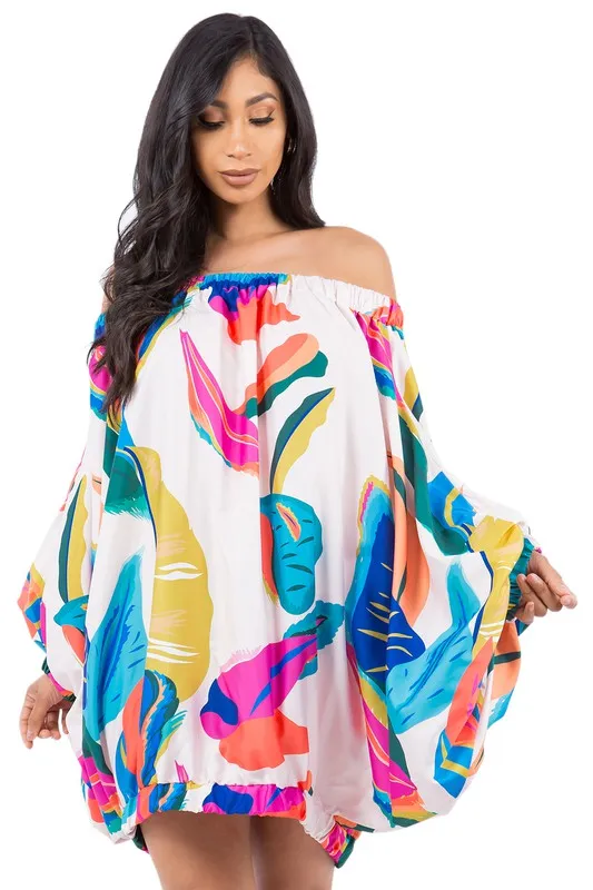 Tropical Moments- Fashion Off the Shoulder Dress