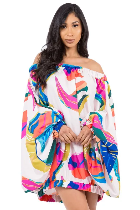 Tropical Moments- Fashion Off the Shoulder Dress