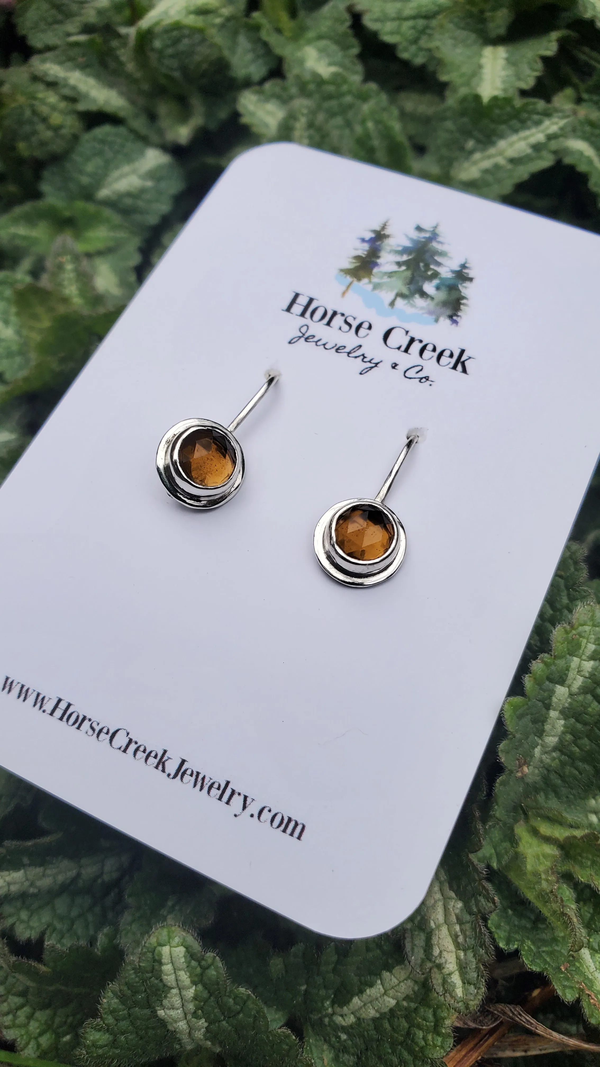 Whiskey Quartz Drop Dangle Earrings