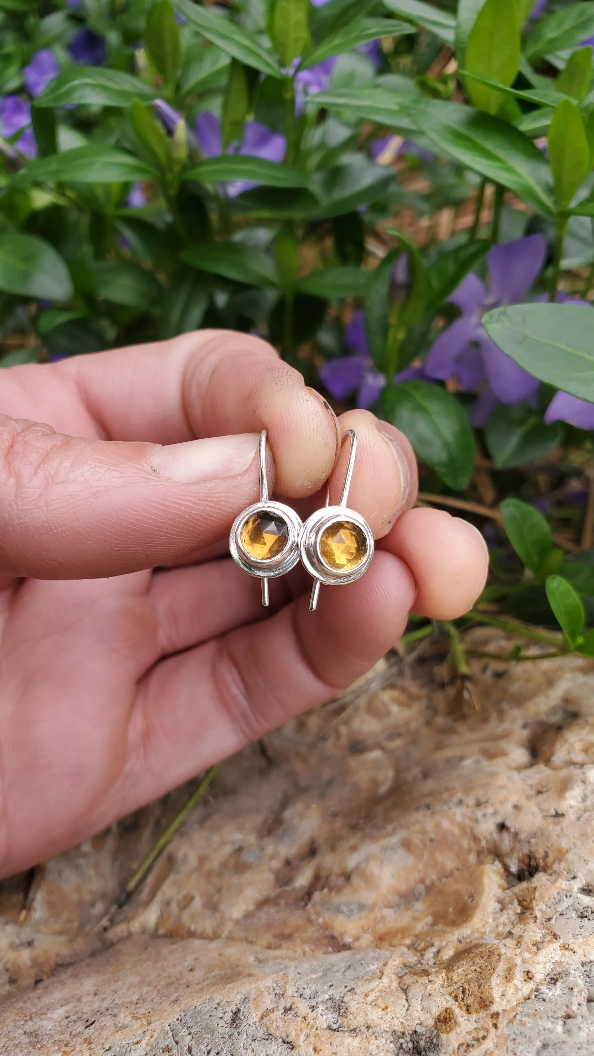 Whiskey Quartz Drop Dangle Earrings