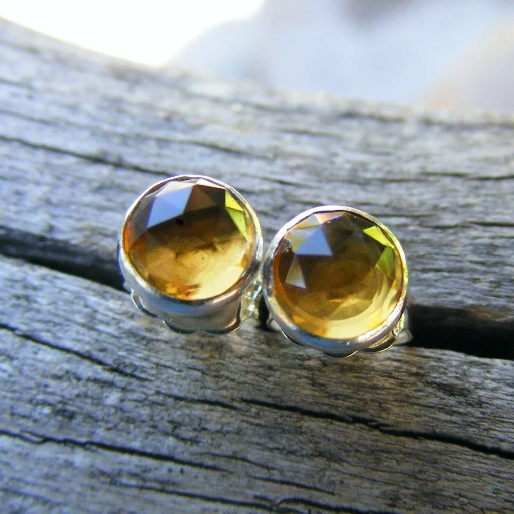 Whiskey Quartz Drop Dangle Earrings